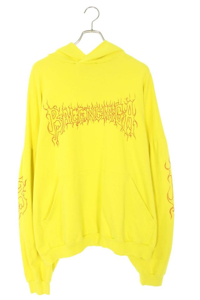 バレンシアガ サイズ:2  24SS  761458 TPVN7 ファイヤーロゴプリントパーカー 中古 OM10