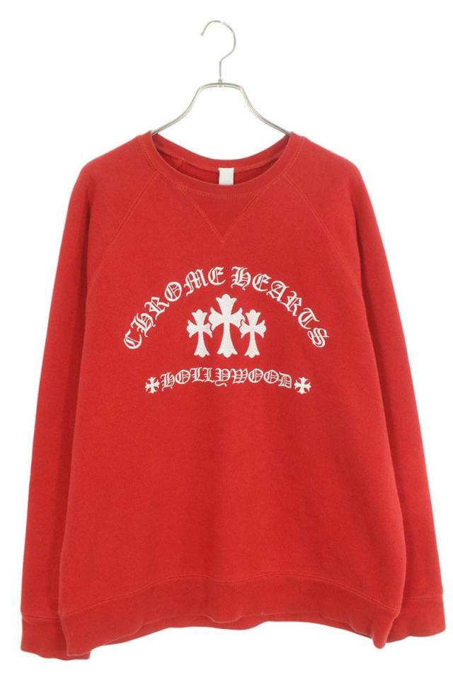 クロムハーツ サイズ:XL  SAILIN ON CREW ラベル付きトリプルクロスロゴ刺繍スウェット 中古 SS13