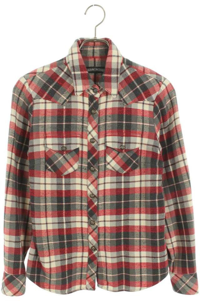 クロムハーツ サイズ:XS  WESTN ウエスタンボタン クロスパッチ付きチェック柄長袖シャツ 中古 NO05
