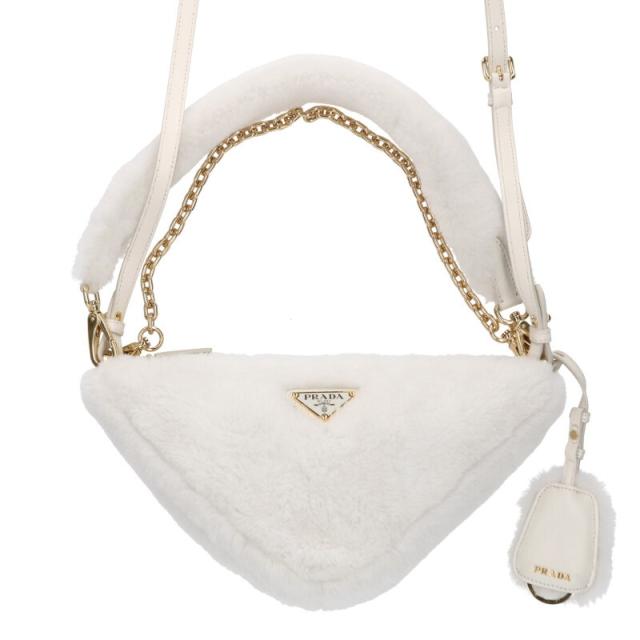 プラダ   1BC543 SACCA 三角ロゴプレートファーハンドバッグ 中古 SB01
