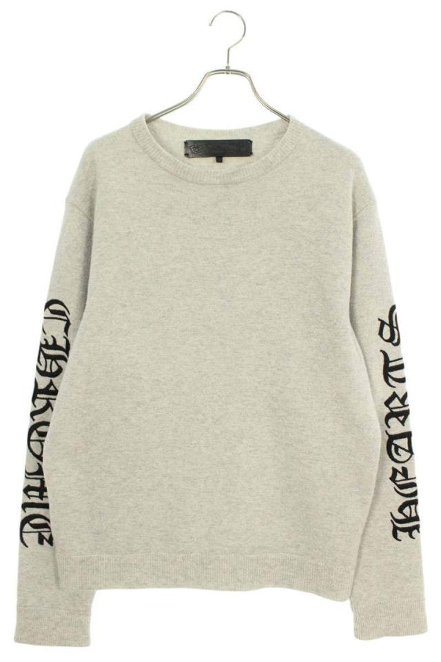 クロムハーツ サイズ:L アームロゴ刺繍カシミアニット 中古 SJ02