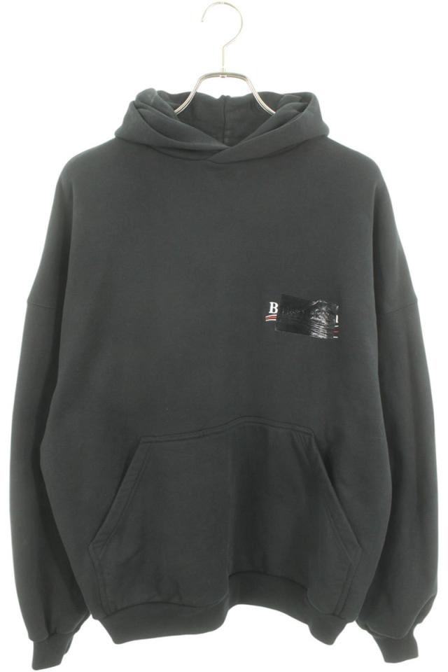 バレンシアガ サイズ:2  739024 TQVA8 ロゴプリントプルオーバーパーカー 中古 SS13