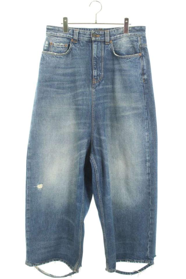 バレンシアガ サイズ:S  22AW  706652 TBP48 クラッシュ加工ウォッシュドバギーデニムパンツ 中古 OM10