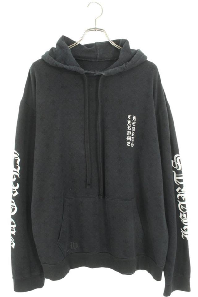クロムハーツ サイズ:L  SWTSHRT PLVR CHプラス総柄プリントプルオーバーパーカー 中古 SS07