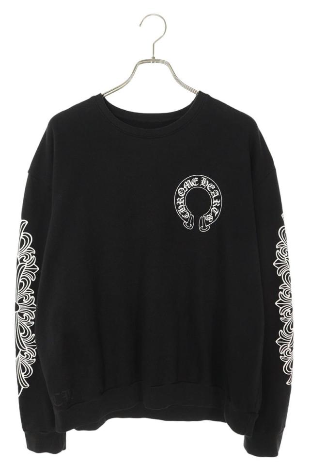 クロムハーツ サイズ:M バックバックホースシュー袖フローラルプリントスウェット 中古 SJ02