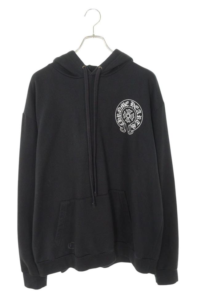 クロムハーツ サイズ:L  SWTSHRT PLVR LTD バックホースシュープリントプルオーバーパーカー 中古 SJ02
