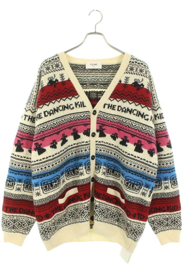 セリーヌ サイズ:XXL  21SS  2A08L715M ウールジャガードルーズカーディガン 中古 SB01