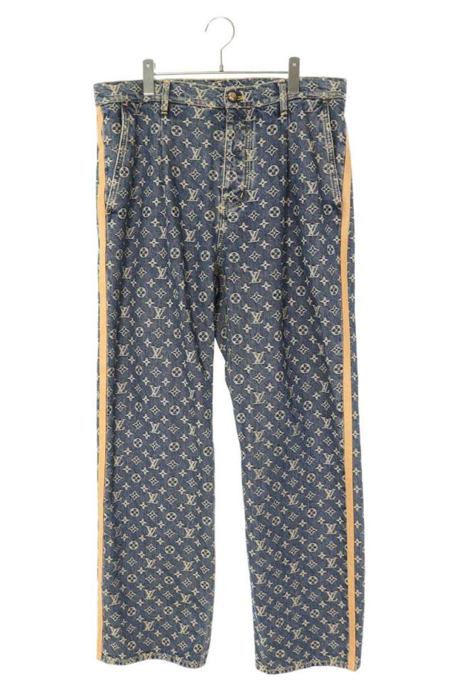 ルイヴィトン サイズ:34インチ  25SS  RM251MM UZD HSD10W サイドレザーライン モノグラムテーラードデニムパンツ 中古 SS13
