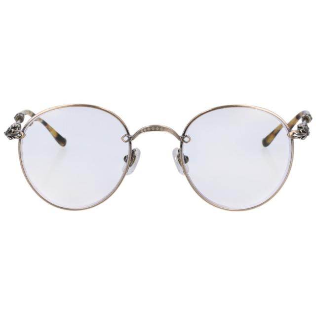 クロムハーツ サイズ:49□22-145  BUBBA-A クロステンプルメタルフレームラウンド眼鏡 中古 SS07