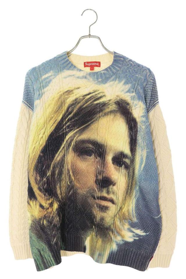 シュプリーム サイズ:L  23SS   Cobain Sweater カートコバーンプリントケーブルニット 中古 OM10