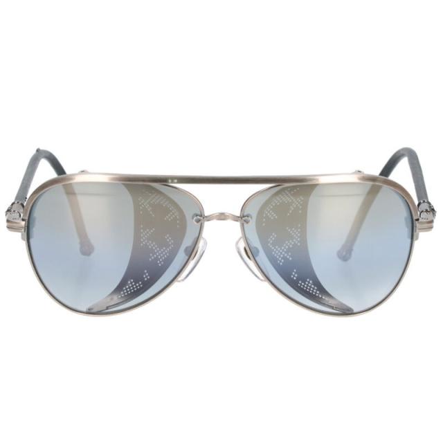 クロムハーツ サイズ:60□13-163  PROBASSHOLE ワイヤーレザーテンプルサングラス 中古 OK15