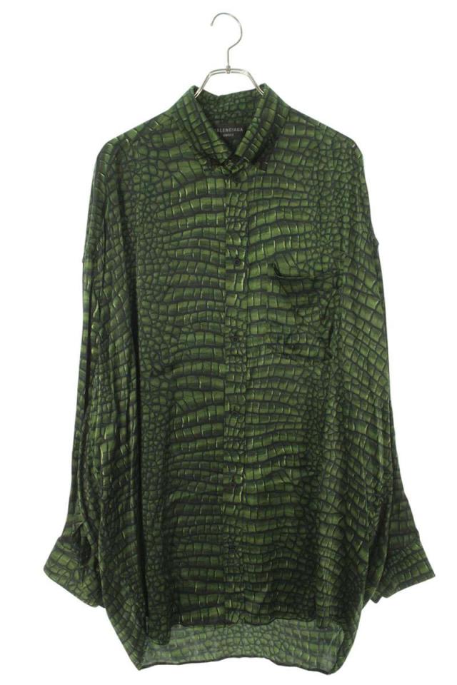 バレンシアガ サイズ:XL  814121 TRLC7 アニマルプリントシルク長袖シャツ 中古 BS99