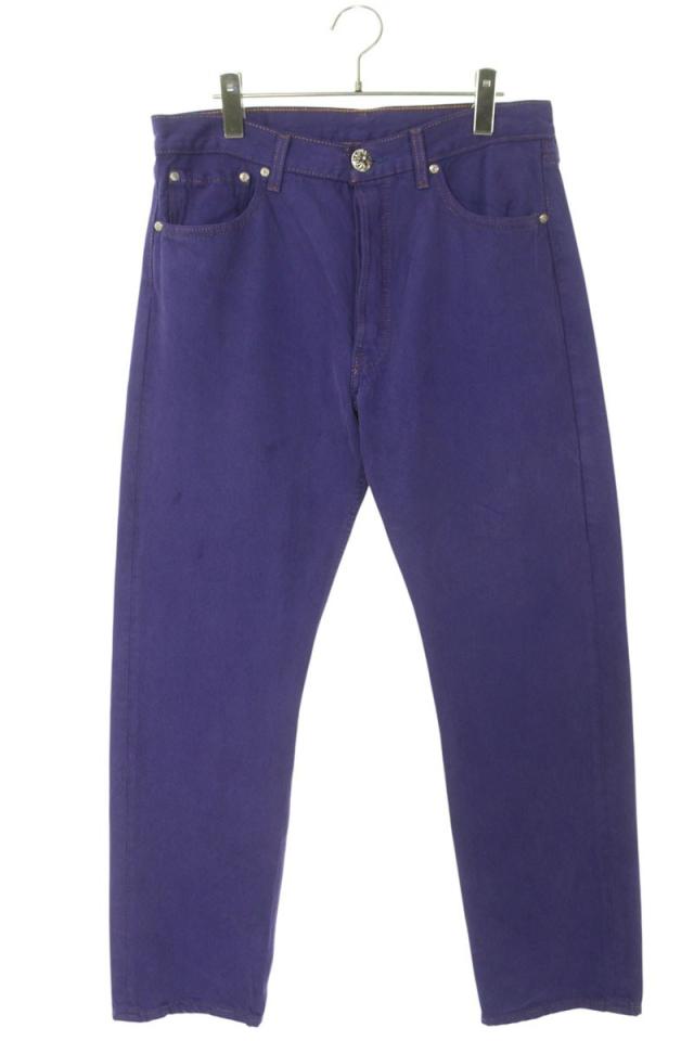 クロムハーツ サイズ:32インチ  U VNTG JEAN PRPL RED TAB クロスボールボタンカラーデニムパンツ 中古 GZ11