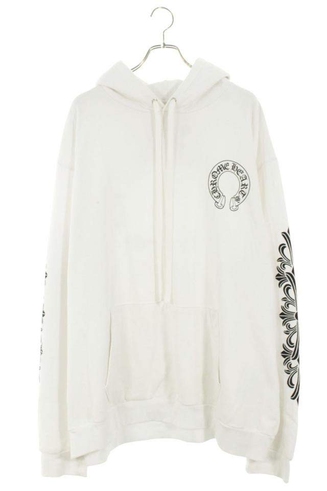 クロムハーツ サイズ:XXL  SWTSHRT PLVR バックホースシュープリントプルオーバーパーカー 中古 SJ02