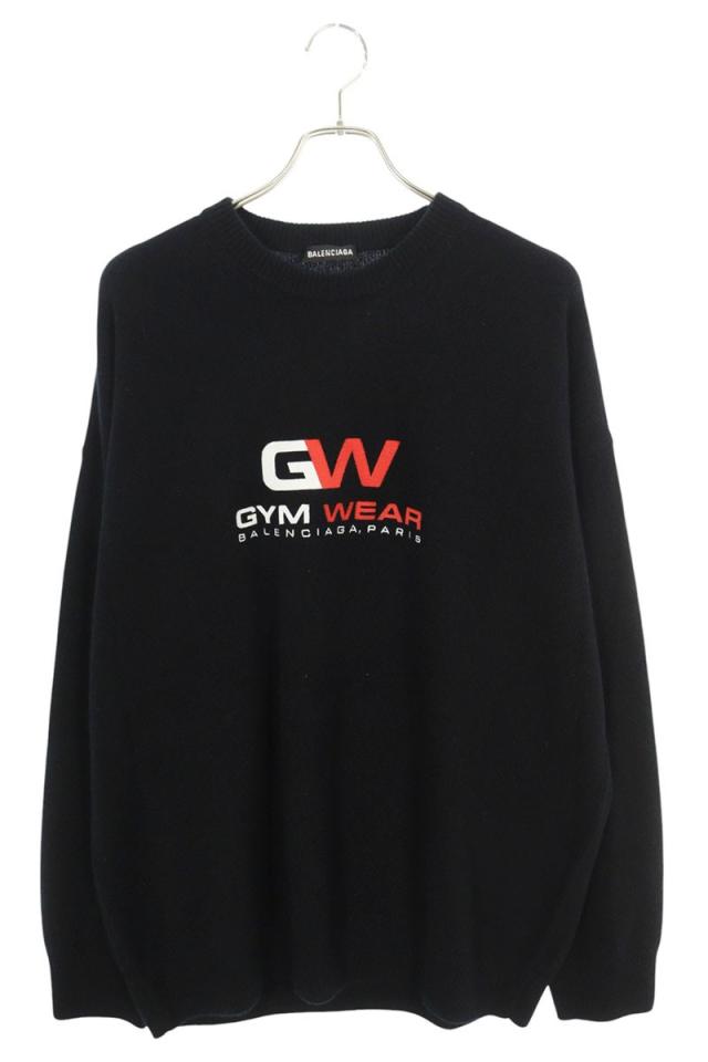 バレンシアガ サイズ:L 625969 T4107 ロゴ刺繍カシミアクルーネックニット 中古 OM10