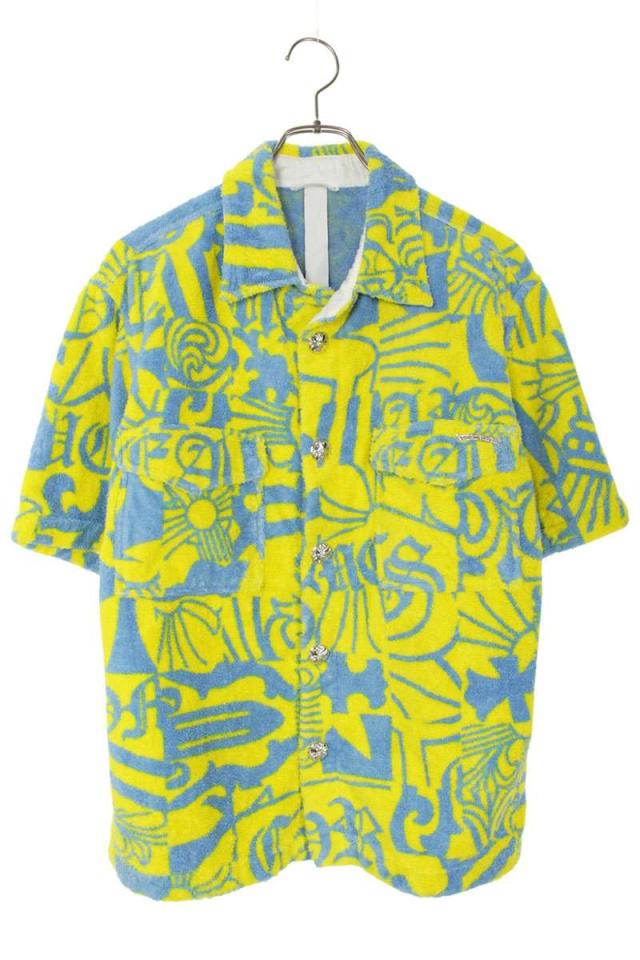 クロムハーツ サイズ:M  THE 69 クロスボタンパイル地総柄半袖シャツ 中古 SJ02