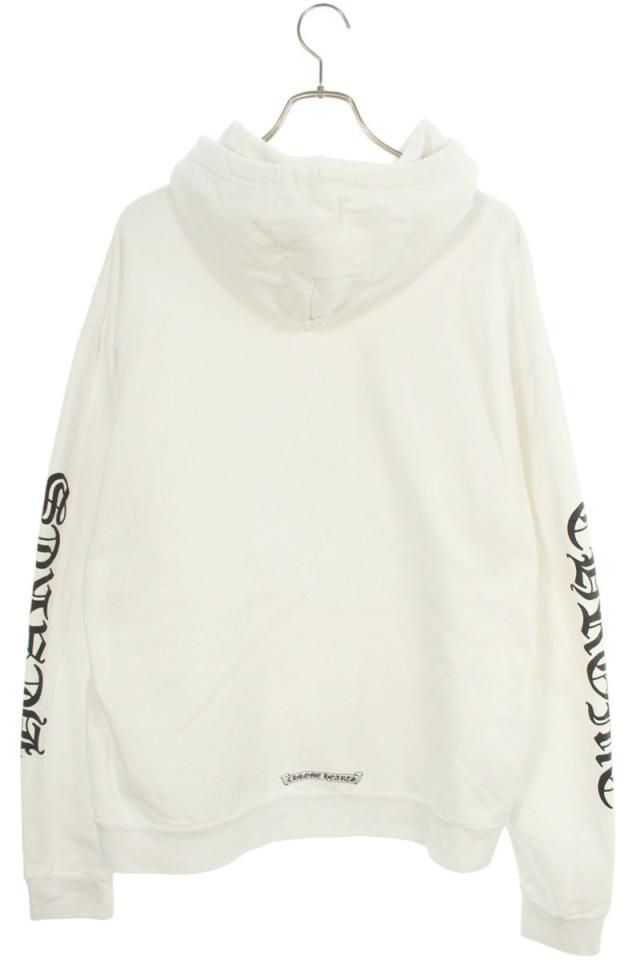 クロムハーツ サイズ:L  SWTSHRT PLVR 袖ロゴプリントプルオーバーパーカー 中古 SJ02