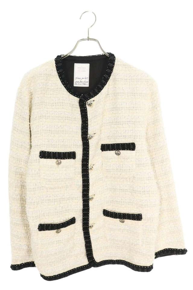 レディメイド サイズ:2  RE-TW-WH-00-00-263 ハートボタンツイードジャケットブルゾン 中古 SB01