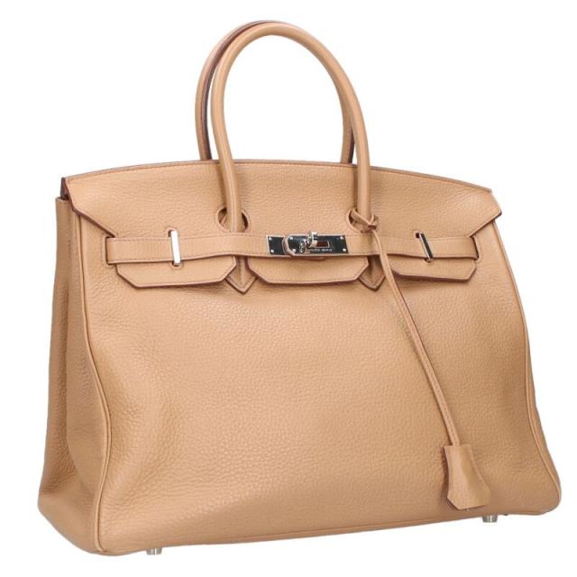 エルメス サイズ:35  バーキン35 □M刻印 SV金具 トリヨンクレマンス タバックキャメルハンドバッグ 中古 GZ14