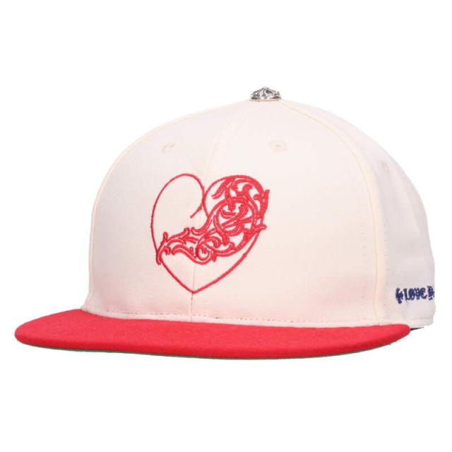 クロムハーツ サイズ:7.25   FITTED WOOL ACRYLIC SERGE ハート刺繍クロスボタン帽子 中古 SJ02