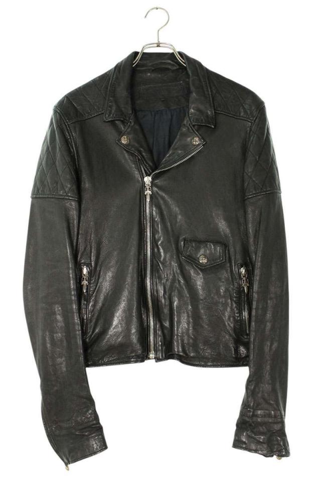 クロムハーツ サイズ:M  CRETIN LTHR クリティンレザー キルティングデザインライダースレザージャケット 中古 SJ02