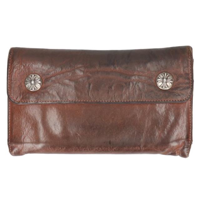 クロムハーツ   WAVE CROSS BALL ウェーブ クロスボールボタンレザーウォレット財布 中古 GZ11