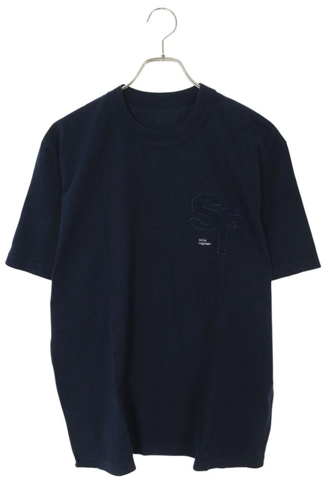 サカイ  フラグメントデザイン サイズ:3  21SS  21-0314S ダメージ加工ダブルネームTシャツ 中古 BS99
