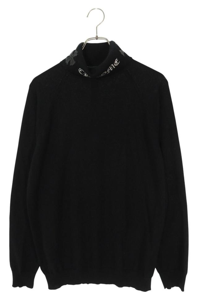 クロムハーツ サイズ:M CHレザーパッチロゴカシミアタートルネックニット 中古 OS06
