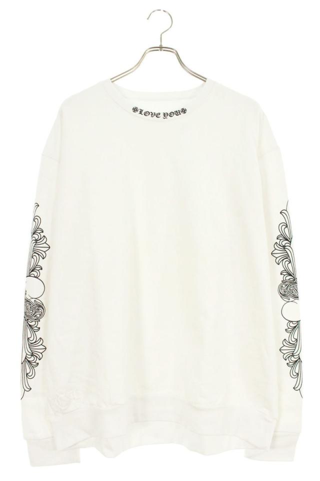 クロムハーツ サイズ:L  SWTSHRT PLVR 袖フローラルハートラブユースウェット 中古 GZ11