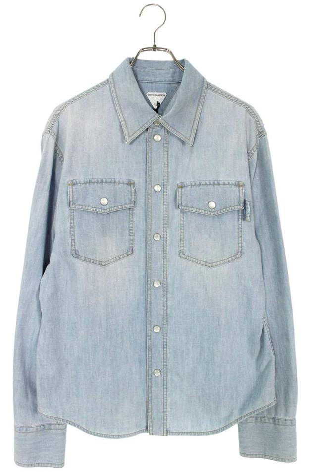 ボッテガヴェネタ サイズ:46  771885 V3N60 ウォッシュドウエスタンデニム長袖シャツ 新古品 SB01