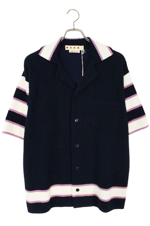 マルニ サイズ:48  CUMG0007Q0 ボーダーテリー半袖シャツ 新古品 SB01