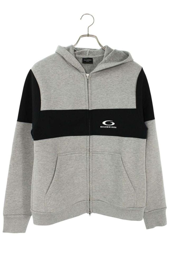 バレンシアガ サイズ:L  25SS  808832 TRVJ2 バイカラースポーツロゴジップアップパーカー 新古品 SB01