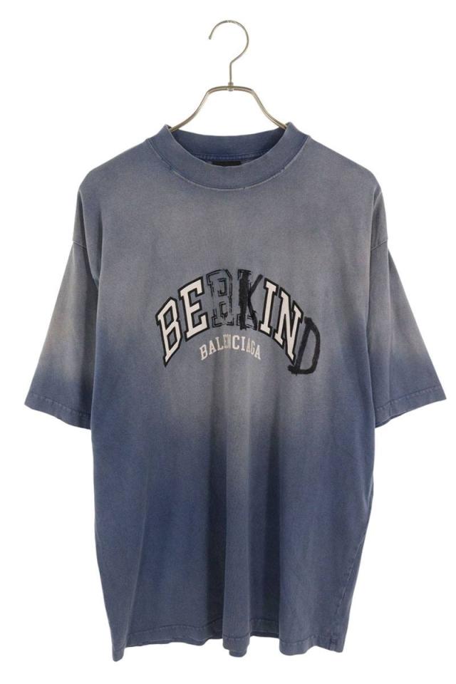 バレンシアガ サイズ:S  764235 TPVD5 BE KINDプリントダメージ加工Tシャツ 中古 SB01