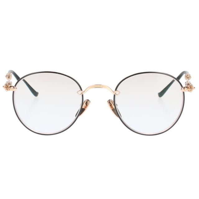 クロムハーツ サイズ:49□22-145  BUBBA-A クロステンプルメタルフレームラウンド眼鏡 中古 SJ02