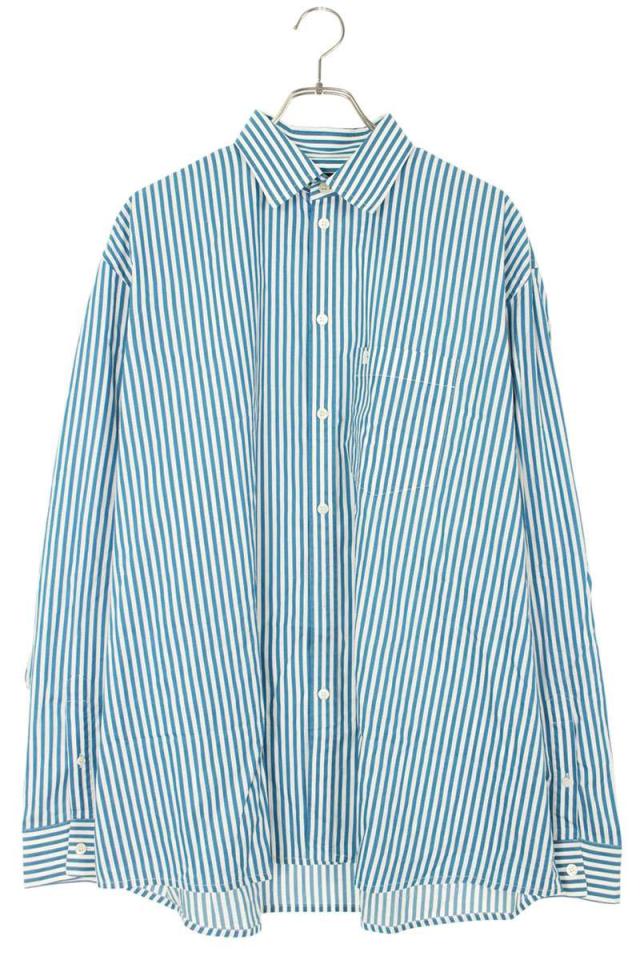 バレンシアガ サイズ:39  625567 TIM17 Bロゴ刺繍ストライプ長袖シャツ 中古 BS55