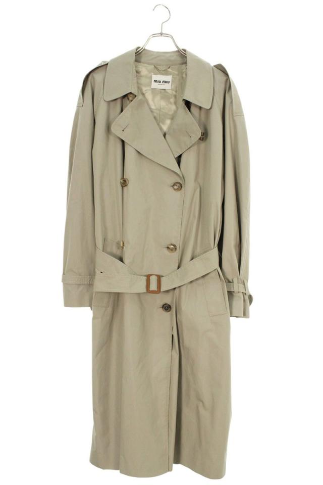 ミュウミュウ サイズ:40  MS2003 S000 12NS ロゴ刺繍ダブルブレストパナマコットンコート 中古 BS99