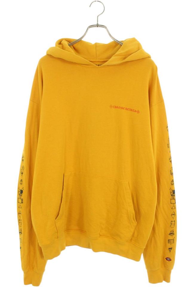 クロムハーツ サイズ:L  PPO mustard HD PLVR MATTY BOYバックプリントプルオーバーパーカー 中古 SJ02