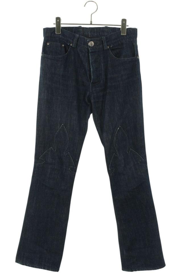 クロムハーツ サイズ:25インチ  DNM PANTS HRSSHE INDIGO デニムパンツ 旧式 フレアニーウォッシュインディゴデニムパンツ 中古 BS55
