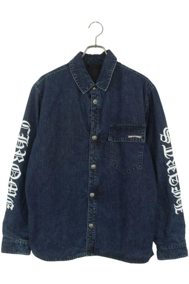 クロムハーツ サイズ:L  WORKN JNKYD PLD アームロゴプリント中綿シャツブルゾン 中古 SS07