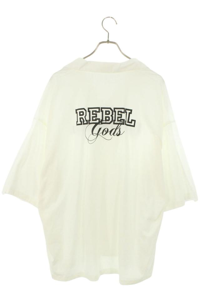 アンダーカバイズム サイズ:4  UI1B4405-1 素材切り替えロゴプリント半袖シャツ 中古 BS99 アンダーカバイズム サイズ:4 UI1B4405-1 素材切り替えロゴプリント