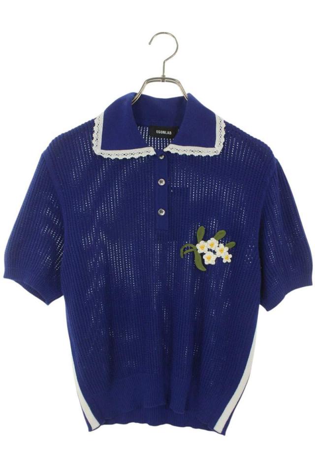 エゴンラボ サイズ:M  25SS  KNIT POLO SS25 KN 002 B レースカラーニットポロ半袖シャツ 中古 BS99