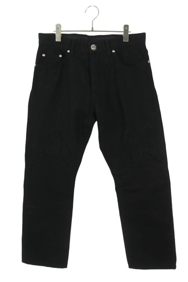 クロムハーツ サイズ:34インチ  JEAN SL FLEURKNEE クロスパッチ付きフレアニーデニムパンツ 中古 SS07