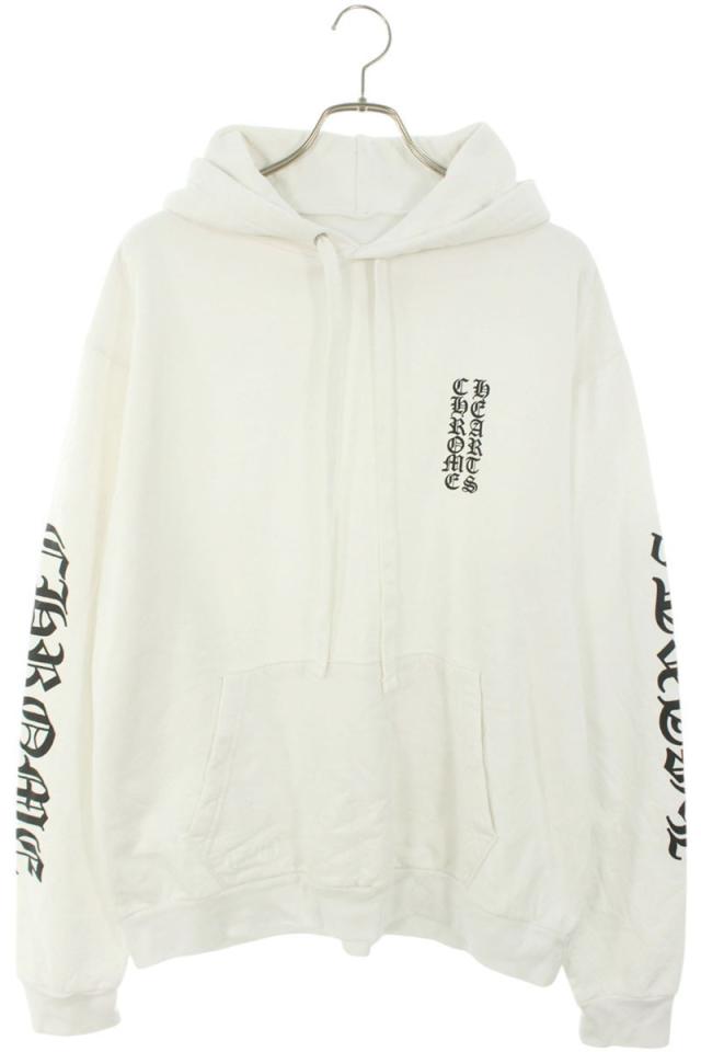 クロムハーツ サイズ:M  SWTSHRT PLV 袖ロゴプリントプルオーバーパーカー 中古 GZ11