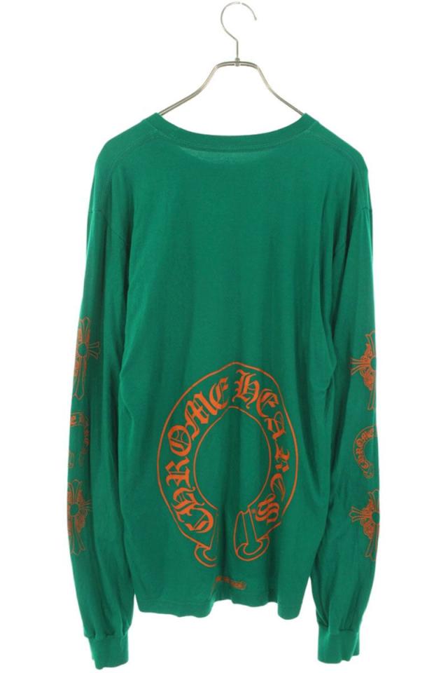 クロムハーツ サイズ:L  CH L S  1 バックホースシュープリント長袖カットソー 中古 OS06 クロムハーツ サイズ:L CH L S 1 バックホースシュープリント長袖