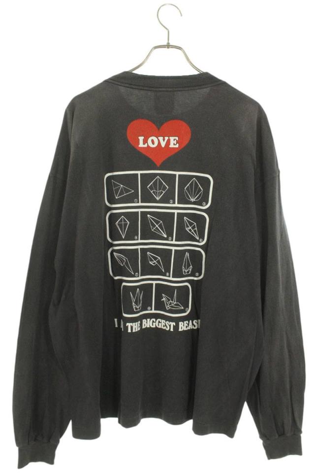 セントマイケル サイズ:XXL 24AW SM-YS1-0000-014 LOVEプリントヴィンテージ加工長袖カットソー 中古 SB01 セントマイケル サイズ:XXL 24AW SM-YS1-0000-014 LOVEプリント