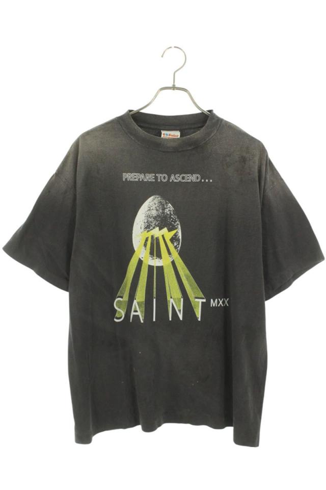 セントマイケル サイズ:M 25SS SM-HR8-0000-007 エッグプリントヴィンテージ加工Tシャツ 中古 SB01
