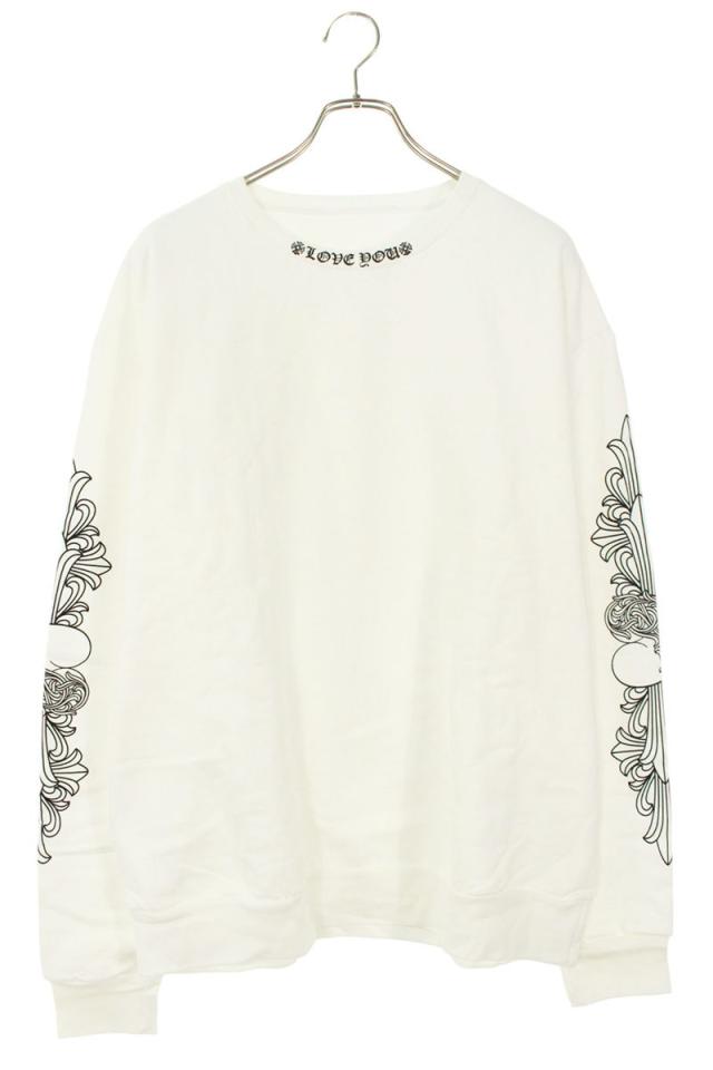 クロムハーツ サイズ:M  SWTSHRT PLVR 袖フローラルハートラブユースウェット 中古 OS06