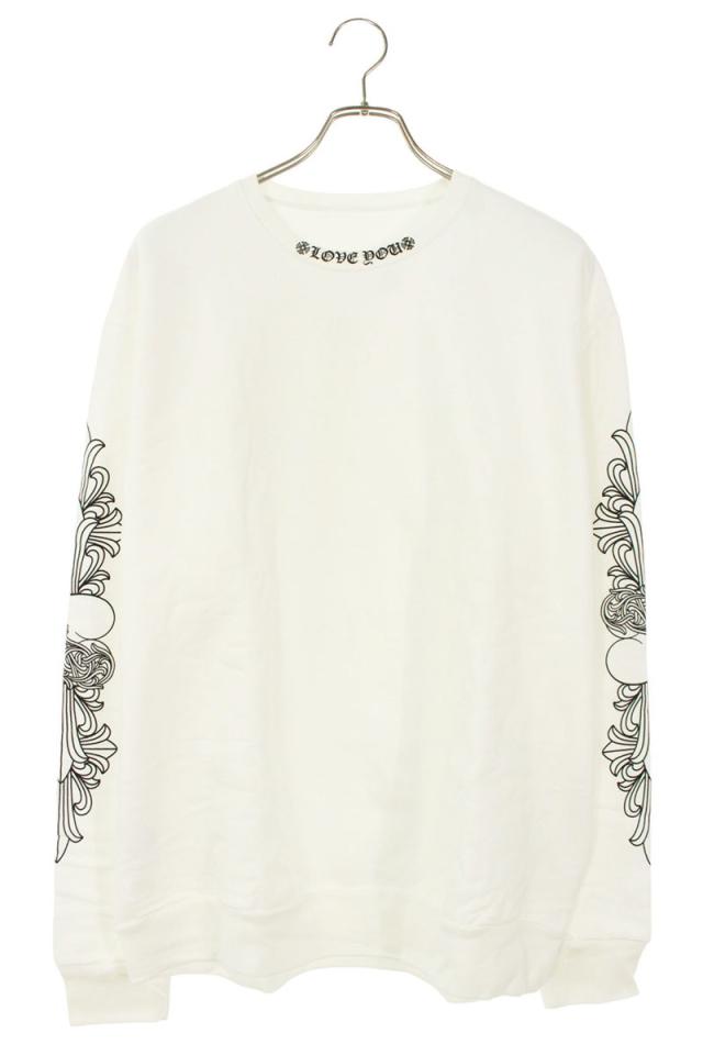 クロムハーツ サイズ:M  SWTSHRT PLVR 袖フローラルハートラブユースウェット 中古 OS06
