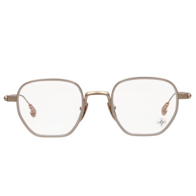 クロムハーツ サイズ:48□21-150  BONE PRONE I CHプラステンプルメタルフレームアイウェア眼鏡 中古 SJ02