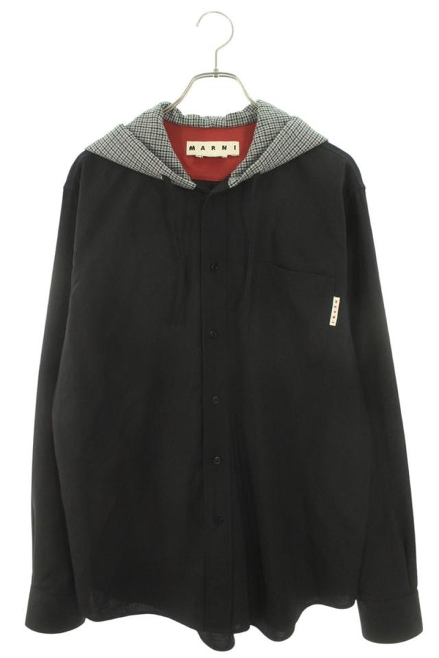 マルニ サイズ:46  21AW  CUMU0195RRTW839 フード付きウールシャツ長袖シャツ 中古 SB01